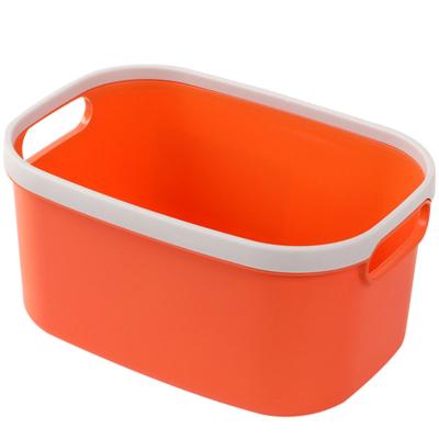 China Sustainable Viable Toy Container Rectangular Snack Plastic Sundries Storage Basket With Handle for sale