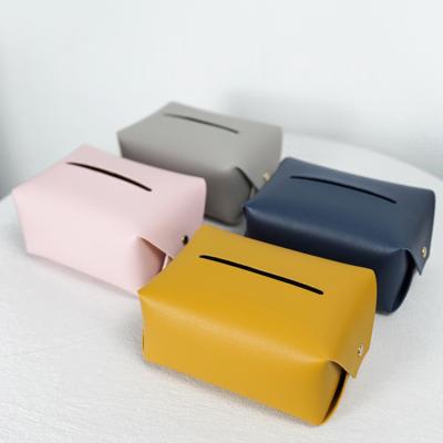 China Hotel Modern Funny Stylish Toilet Rectangle Box Lid Tissue PU Leather Pumping Paper Holders For Car for sale