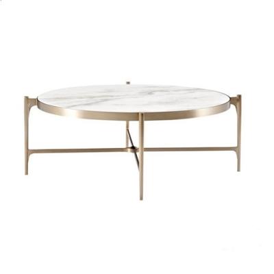 China Modern Popular Marble Top With Metal Leg Hotel Lounge End Tea Table Sets for sale