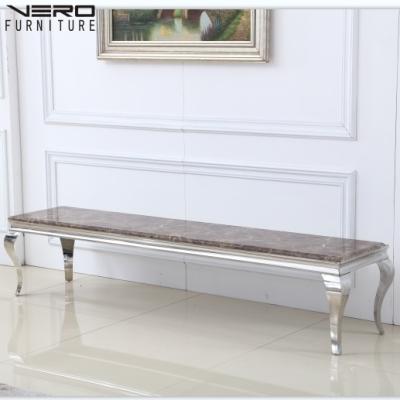 China Modern High Quality Rectangle Marble Top With Silver Stainless Steel Banquet TV Stand for sale