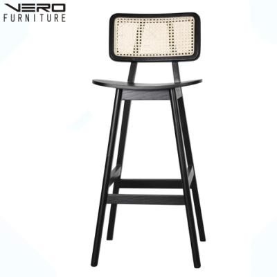 China Modern Design Bar Furniture SS+ Ash Wood Base And Facric Modern Hotel Bar Chairs High Back Rattan Chairs for sale