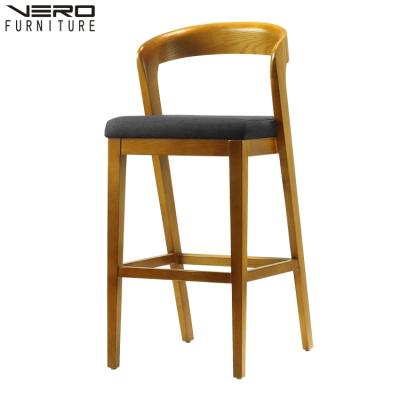 China Modern modern umpire chair or cafe bar stool in PU/fabric Seat and wooden back bar stool chairs for sale