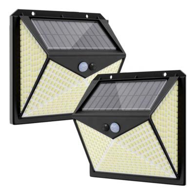 China Garden Solar Powered 5 Side 350 LED Motion Sensor Wall Light Outdoor Waterproof Led Wall Lamps for sale