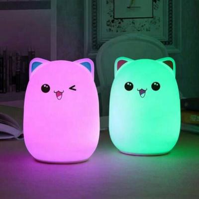 China Modern Colorful Little Bear Silicone LED Night Light Kids USB Rechargeable Night Table Light Led Lamp For Baby for sale