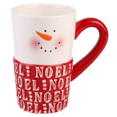 China Sustainable Wholesale Christmas 3d Ceramic Coffee Mug With Handle Christmas Mug for sale