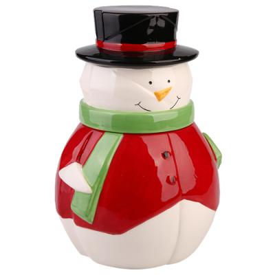 China Snowman Modern Home Canister Christmas Kitchen Tableware Ceramic Food Storage Jar for sale