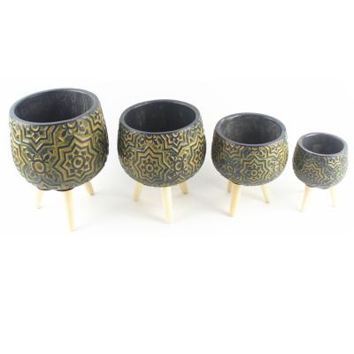 China Modern High Quality Indoor Decorative Round Cement Flower Pot Cement Planter Pot for sale