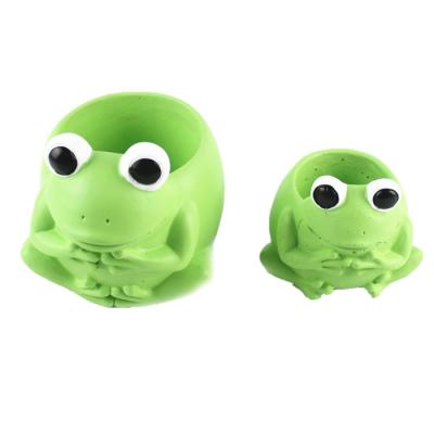 China Small Cement Flower Pot Frog Modern Decorative Planter Pot Indoor Flower Pot for sale