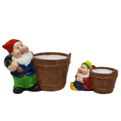 China Cheap Hot Sale Cartoon Home Decorative Custom Gnome Shaped Ceramic Flower Pots for sale