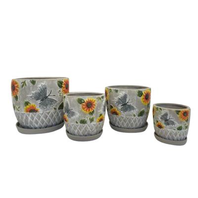 China Small handmade high quality handmade decor cheap vertical terracotta ceramic flower pot for sale