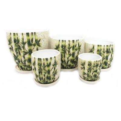 China Handmade Cheap Bamboo Terracotta Pots Ceramic Pattern Flower Pots for sale