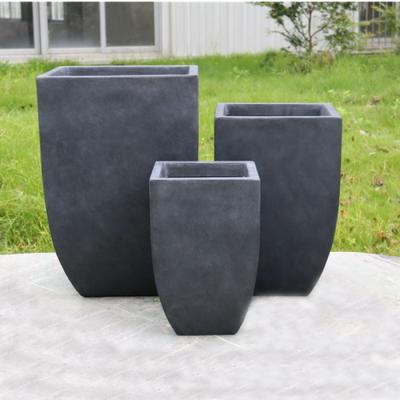 China Outdoor Europe Style Fiberglass Flower Pot Large Square Shape Classical Garden Bonsai Pots for sale