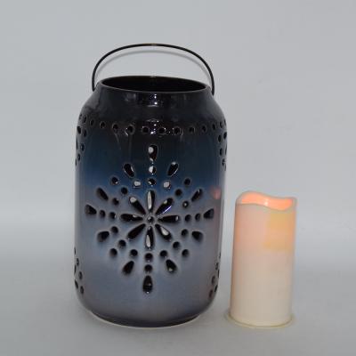 China Modern Wholesale Ceramic Lantern Decoration Garden Lantern Ceramic Candle Holders for sale