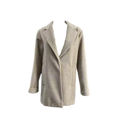 China Gray Womens Breathable Long Coats Turn Down Collar 90% Polyester 10% Rayon for sale