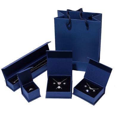 China Disposable Custom Printed Recycled Blue Packaging Jewelry Gift Box Cardboard Packaging Box Manufacturers for sale