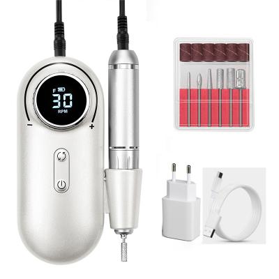 China Multifunctional Wireless Rechargeable Stainless Steel Pedicure Manicure Electric Nail Polishing Pen Nail Drill for sale