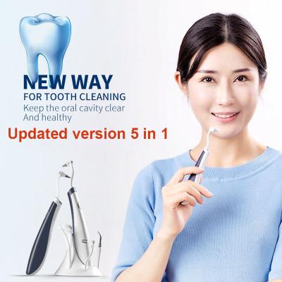 China Portable ABS 5 in 1 Electric Sonic Electric Dental Ultrasonic Tooth Scaler Calculus Remover Toothbrush Cleaner Set for sale