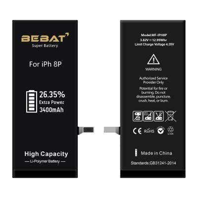 China Original phone accessories battery 100% battery for iphone 8 plus 3400mah high capacity 13*6.5x1cm for sale