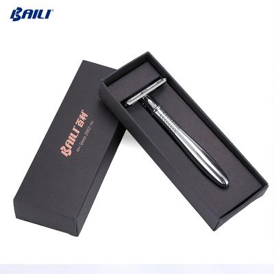 China Long Handled Double Blade Raw Safety Razor Set Double Edge Blade Shaving Kit for sale