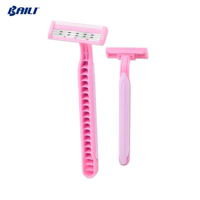 China Lady Razor Female Shaving Knife High Quality Stainless Steel Triple Blade Reusable Blade Razor For Women for sale