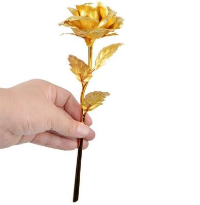 China 24K Gold Decorative Roses Flowers For Gifts Artificial Home Decor Decorative Flowers & Garlands F310 for sale