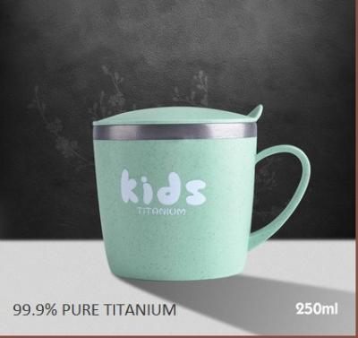 China PORTABLE titanium mug with cover anti scalding kids vacuum cup primary school student double layer fashion thermos mini mug for sale