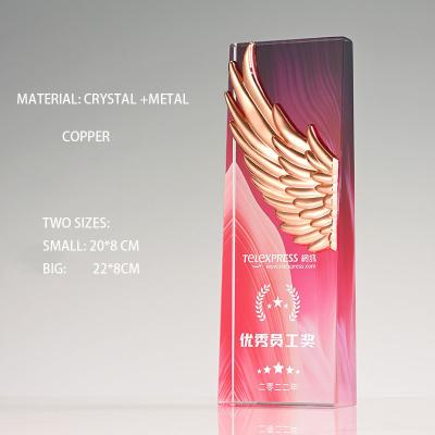 China Custom Europe Crystal Glass Trophy Color Printing Pillar Award Plaques Glass Trophy For Souvenirs for sale