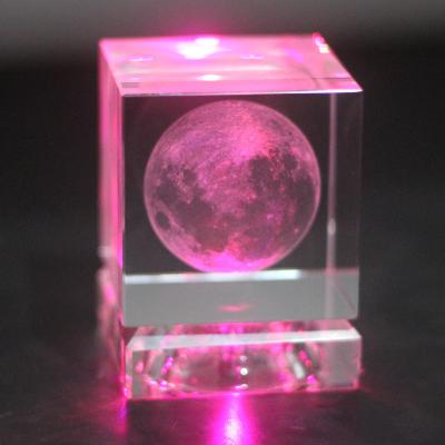 China Europe Customize 3d Laser Engraving Galaxy Series Crystal Cube Led Light Colorful Galaxy Base For Souvenirs Gifts for sale