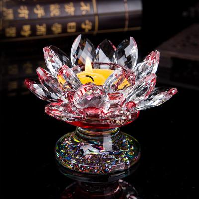 China Home Decoration New Arrive Brand Crystal Lotus Flower For Home Decoration Colorful Lotus Candle Holder OEM High Quality for sale