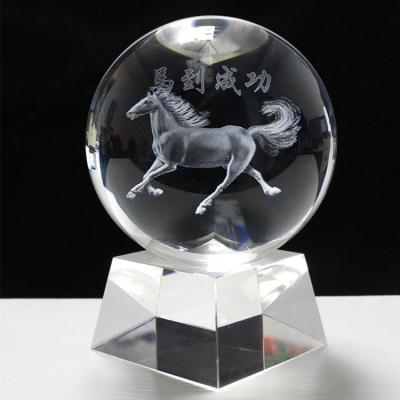 China Europe 2022 New Arrival Three Dimensional 3d Laser Cut Crystal Glass Ball With Led Colored Light Glass Base for sale