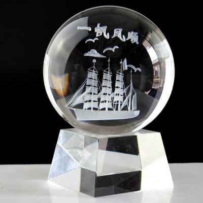 China Europe Manufacturers Supply 3d Colorful Custom Logo K9 Crystal Crafts Crystal Glass Ball Holder For Birthday Gift for sale