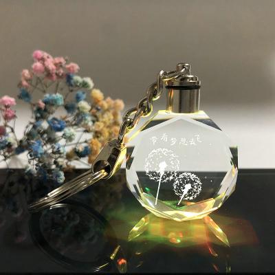 China Souvenir gift decoration wholesale newcomer promotional gift led light auto logo K9 Crystal Keychain 3d Crystal Keychains Personalized Custom Car for sale