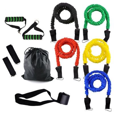 China Elastic Stretch Power Bands Resistance Gym Resistance Bands Handle Set 11 Pieces for sale