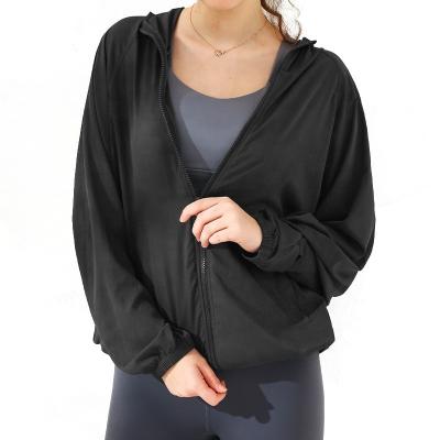 China New Breathable Long Sleeve Zipper Coat Sports Loose Fitness Clothing Leisure Training Yoga Jacket for sale