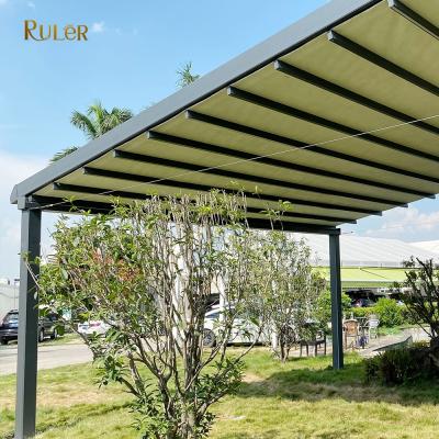 China Hot Selling Large Easily Assembled Roof Cover Pergola Sun Shade Outdoor Rain Cover With Led Light For Swimming Pool for sale