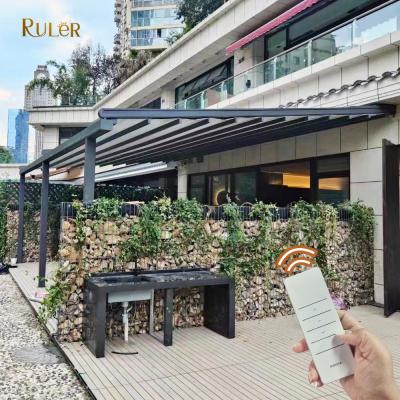 China Easily Assembled Luxury Aluminum Pergola Balcony Roof Pop Up Pop Up Tent With LED Lights for sale