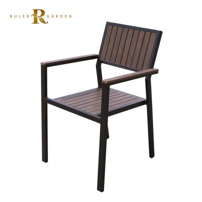 China Contemporary Wholesale Aluminum Wood Plastic Composite Chairs Outdoor Patio Villa Combination Furniture Garden Chairs for sale