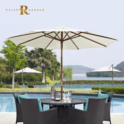 China Modern Professional Factory Customized Outdoor Garden Restaurant Cafe Hotel Parasol Sunshade Hardwood Leisure Umbrella for sale