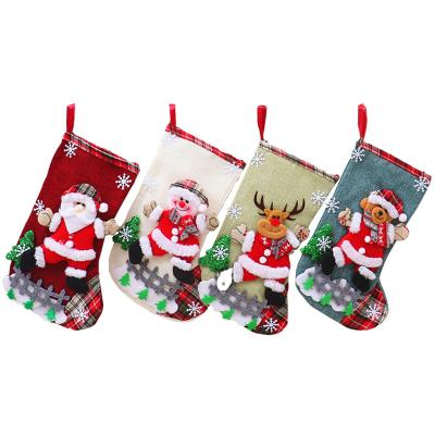 China Small Cloth Cartoon Family Christmas Hanging Jars Gift Bag Ornaments For Kids for sale