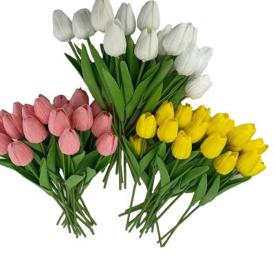 China Wholesale Home Decoration Plant Multicolor DIY Sets Big Bouquet Touch Real Pu Tulip Flower Artificial Velvet Silk Flowers for sale