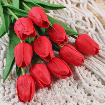 China Wholesale Hot Decorative Flowers and Garlands Factory Sale Artificial Flower Tulip Real Touch PU Garlands Home Decoration For Wedding for sale