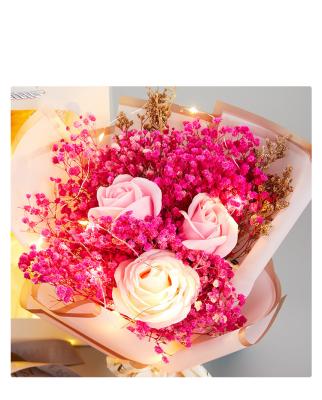 China Valentine Teacher Day Wedding Gift Artificial Preserved Romantic Love Rose Customer Promotion Product Gift Soap Flower Bouquet for sale