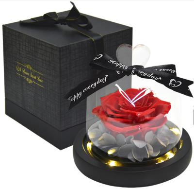 China Wholesale dry flower plant glass dome led lights Flores Rose Eternal Forever Eternal Preserved roses in glass jar for sale