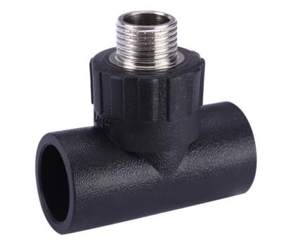 China Factory price socket pipe fittings non-toxic lightweight HDPE anti-corrosion pe plastic male thread tee for sale