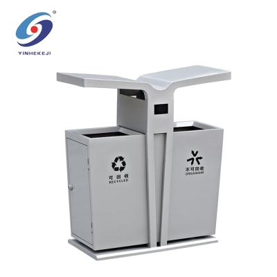 China Sustainable Recycle Outdoor Square Trash Can Metal Trash Can for sale