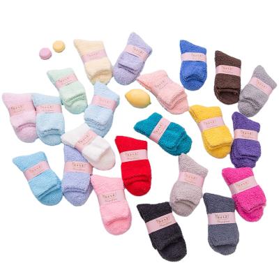 China Special Design Logo Socks Candy Colorful Coral Custom QUICK DRY Winter Shear Lovely Fuzzy Socks Winter Socks for sale