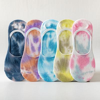 China Sporty Sportswear Tie Dye Jars Invisible Shallow Mouth Silicone Cute Pattern Noshow Boat Jars for sale