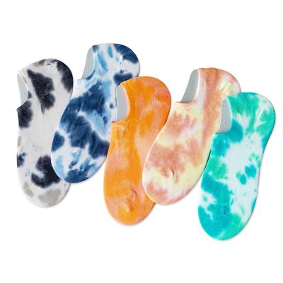 China Sportswear Tie Dye Boat Socks Dye Short Cotton Short Silicone Summer Mouth Fashionsports Thin Socks for sale