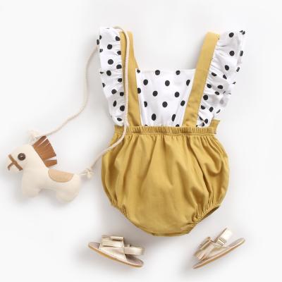 China Cute Dots Print Breathable Jumpsuit For Summer Ruffle Sleeve Rompers Baby Boys Bubble Romper for sale