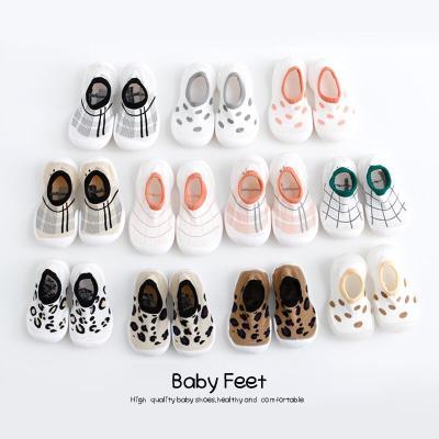 China New design QUICK DRY toddler shoes tender leopard print spring summer boy girl cartoon baby sock shoes with anti slip rubber soles for sale